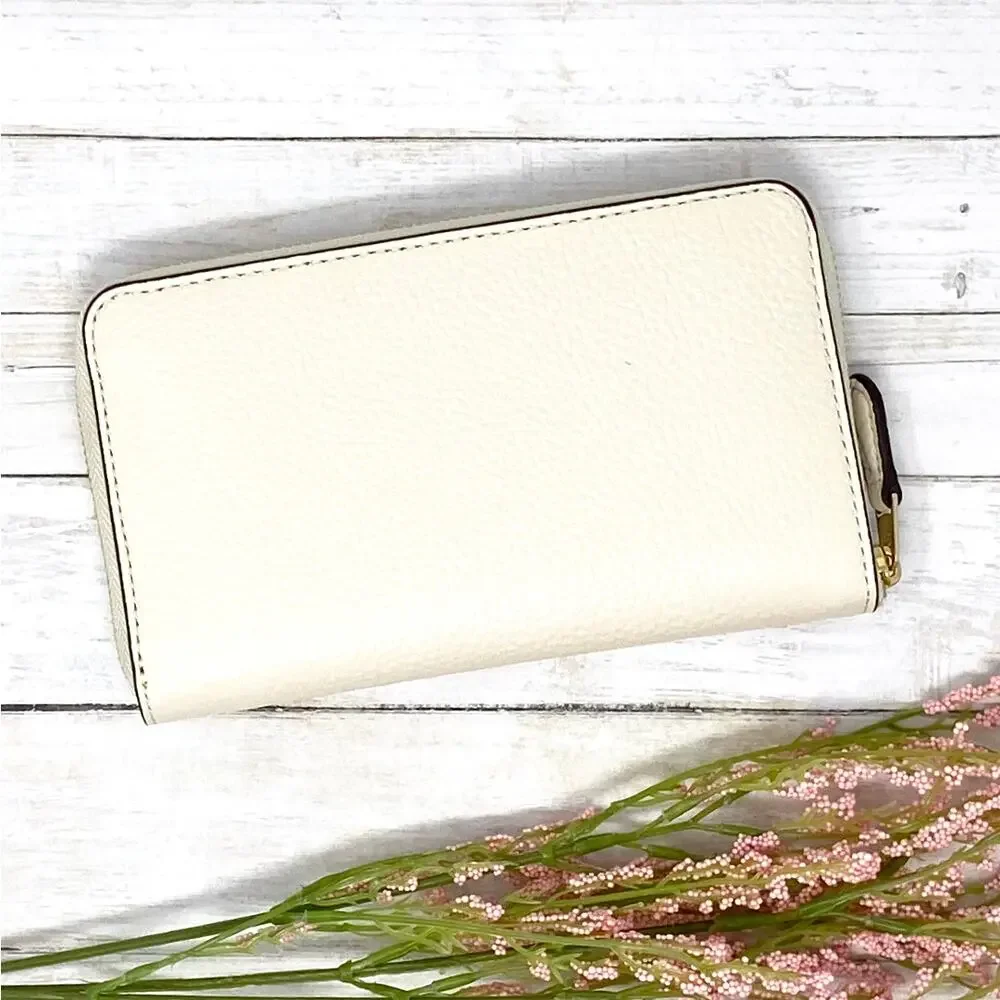 Coach Medium Id Zip Wallet With Diary Embroidery Chalk White Multi C8309